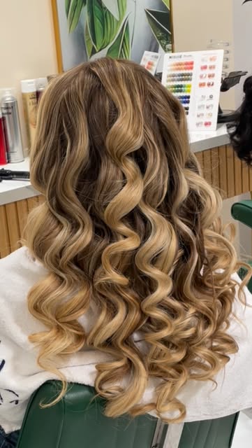Soft Hollywood curls styled at MK Beauty Salon